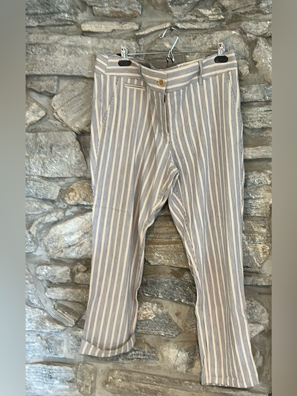 LOFT Women's Striped Chinos - Blue & Cream
